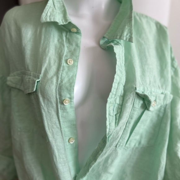Old Navy Linen Lime Green Boho Summer Beach Unisex Shirt Size XXL - Picture 10 of 10